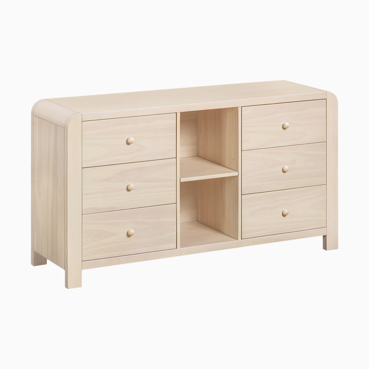 babyletto TipToe 6-Drawer Assembled Dresser with Cubbies - Washed Natural.
