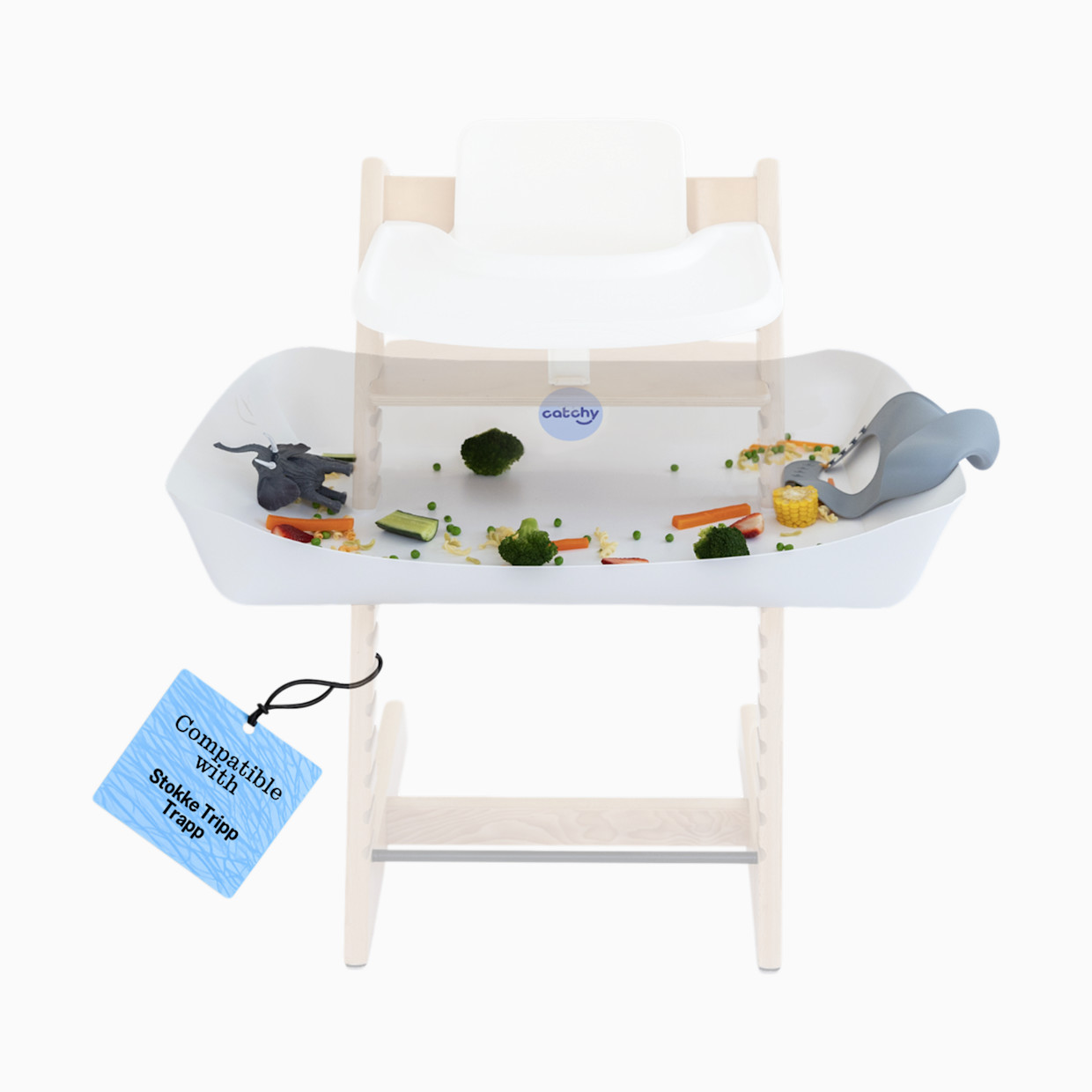 Catchy The Food Catcher for High Chairs - White, For Stokke Tripp Trapp.