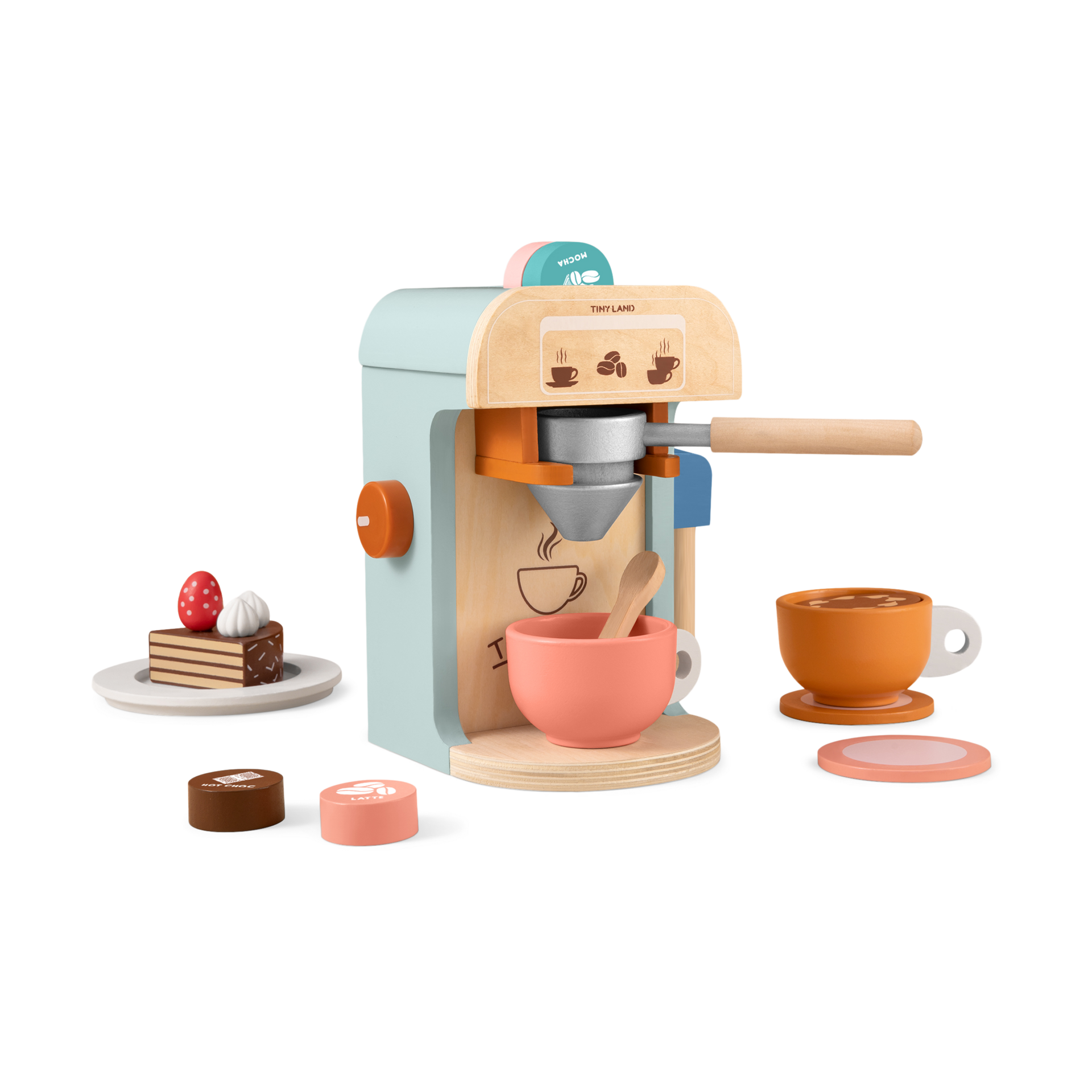 Tiny Land Wooden Coffee Maker Set.