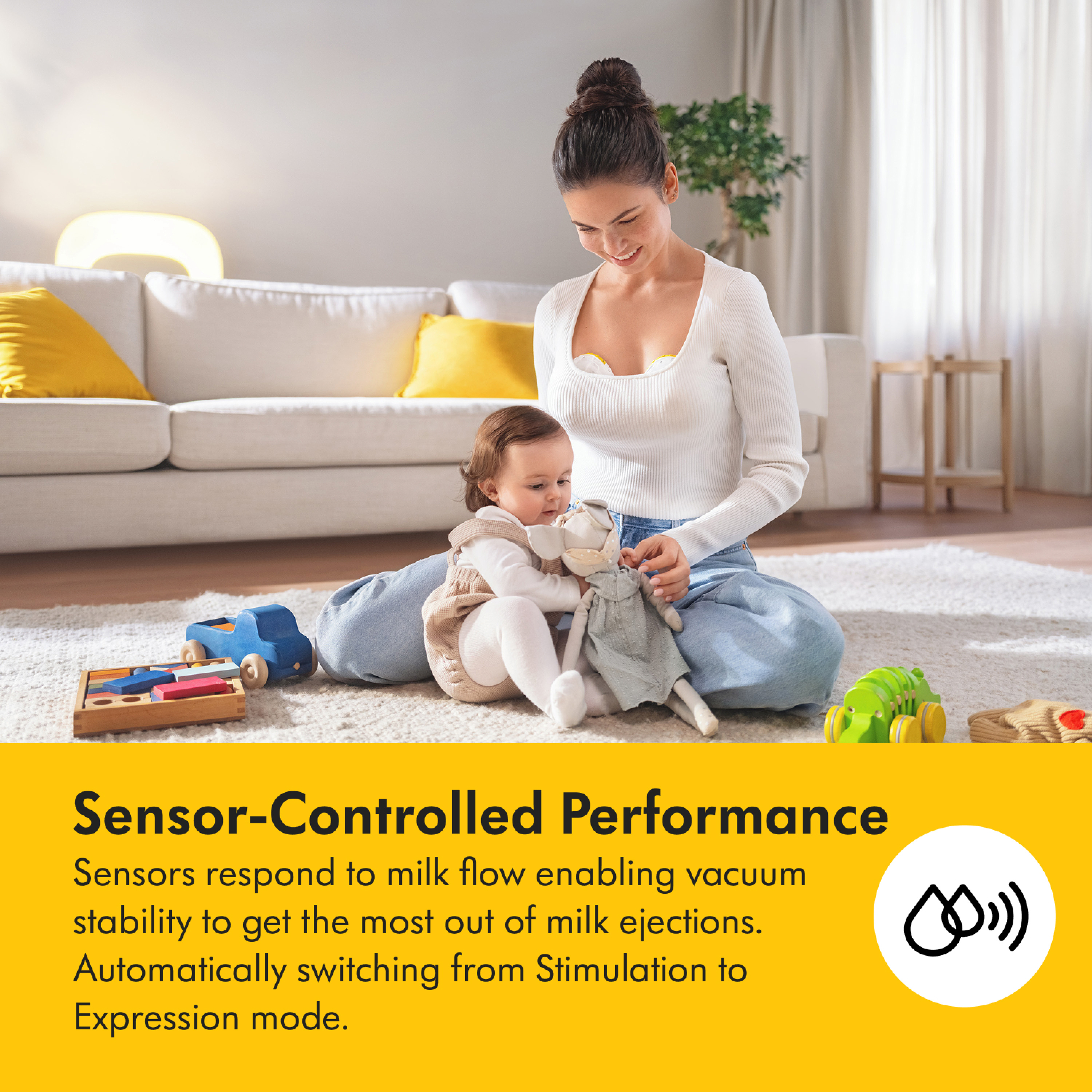 Medela Magic InBra Wearable Double Electric Breast Pump - Yellow.