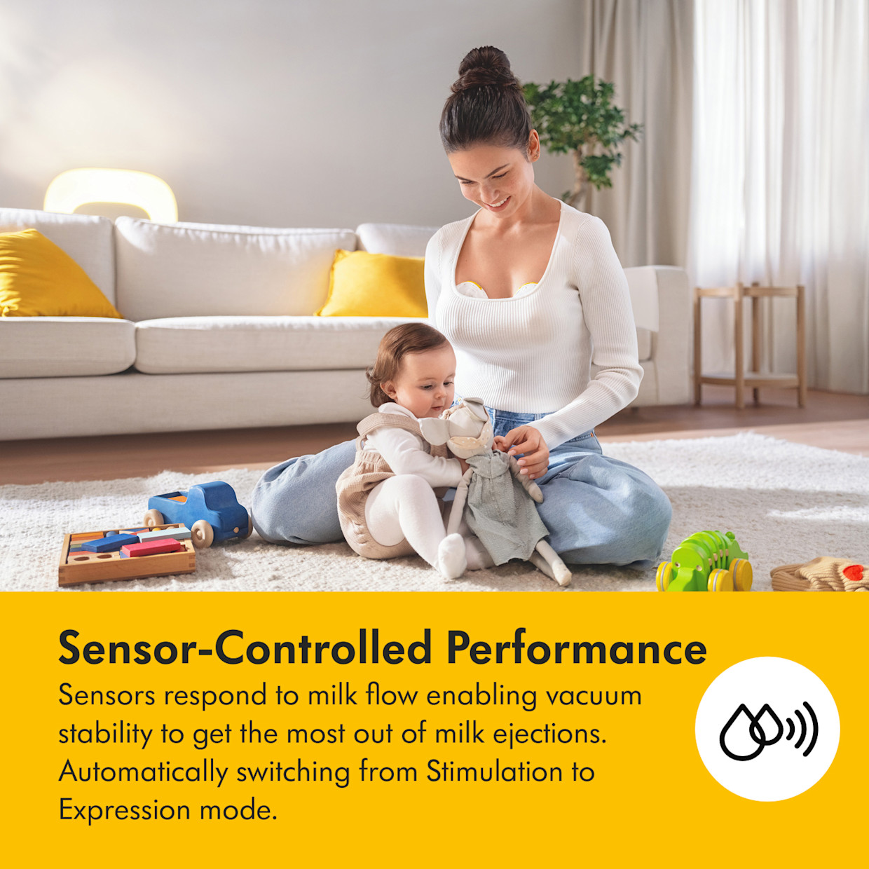 Medela Magic InBra Wearable Double Electric Breast Pump - Yellow.