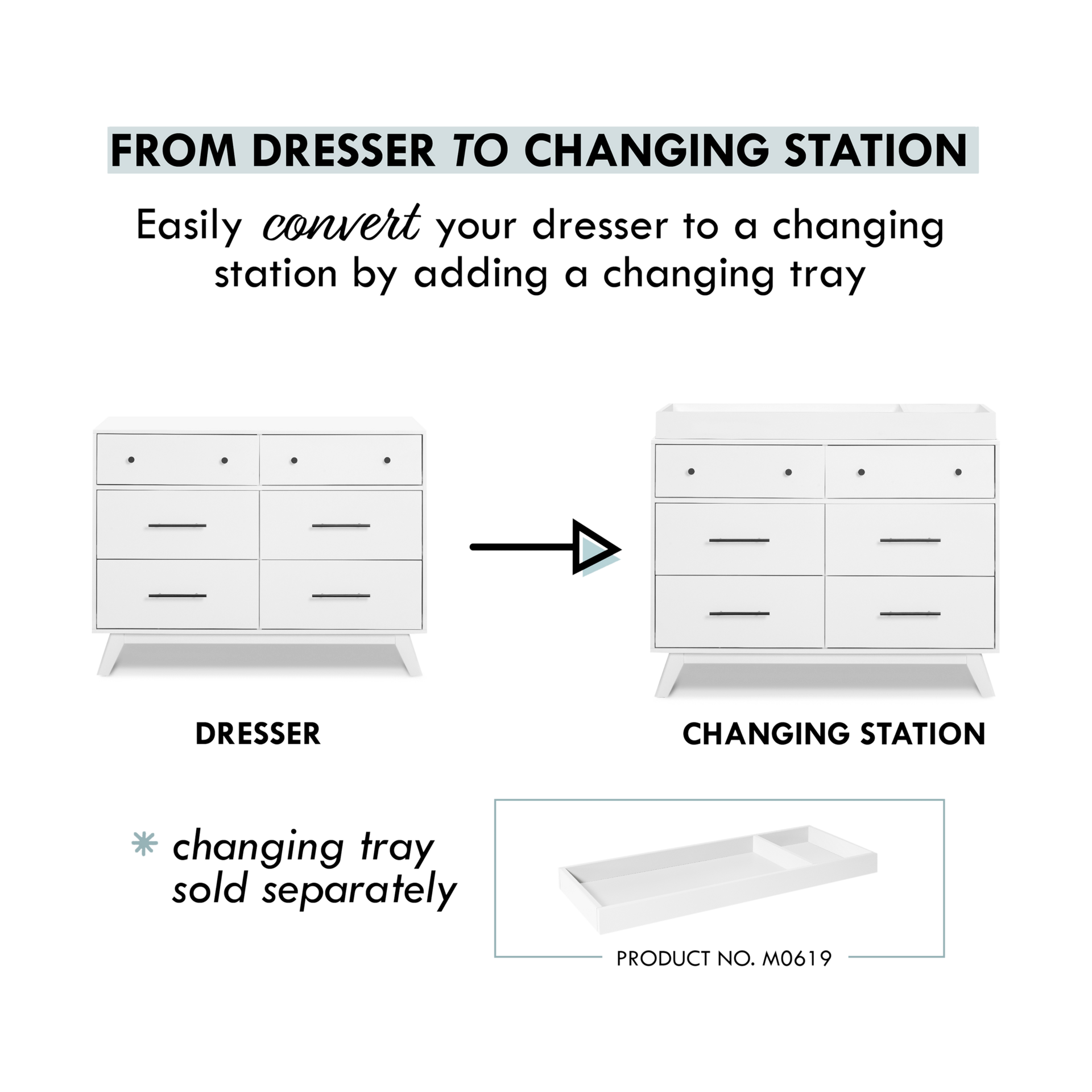 daVinci Otto 6-Drawer Dresser - White.