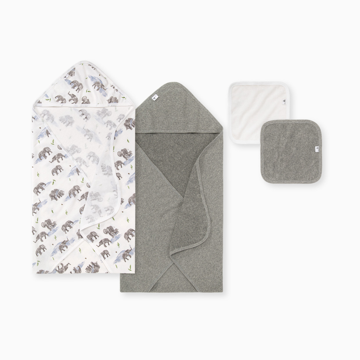 Burt's Bees Baby Hooded Towel and Washcloth Set - Elephant Showers, 0-9 Months.