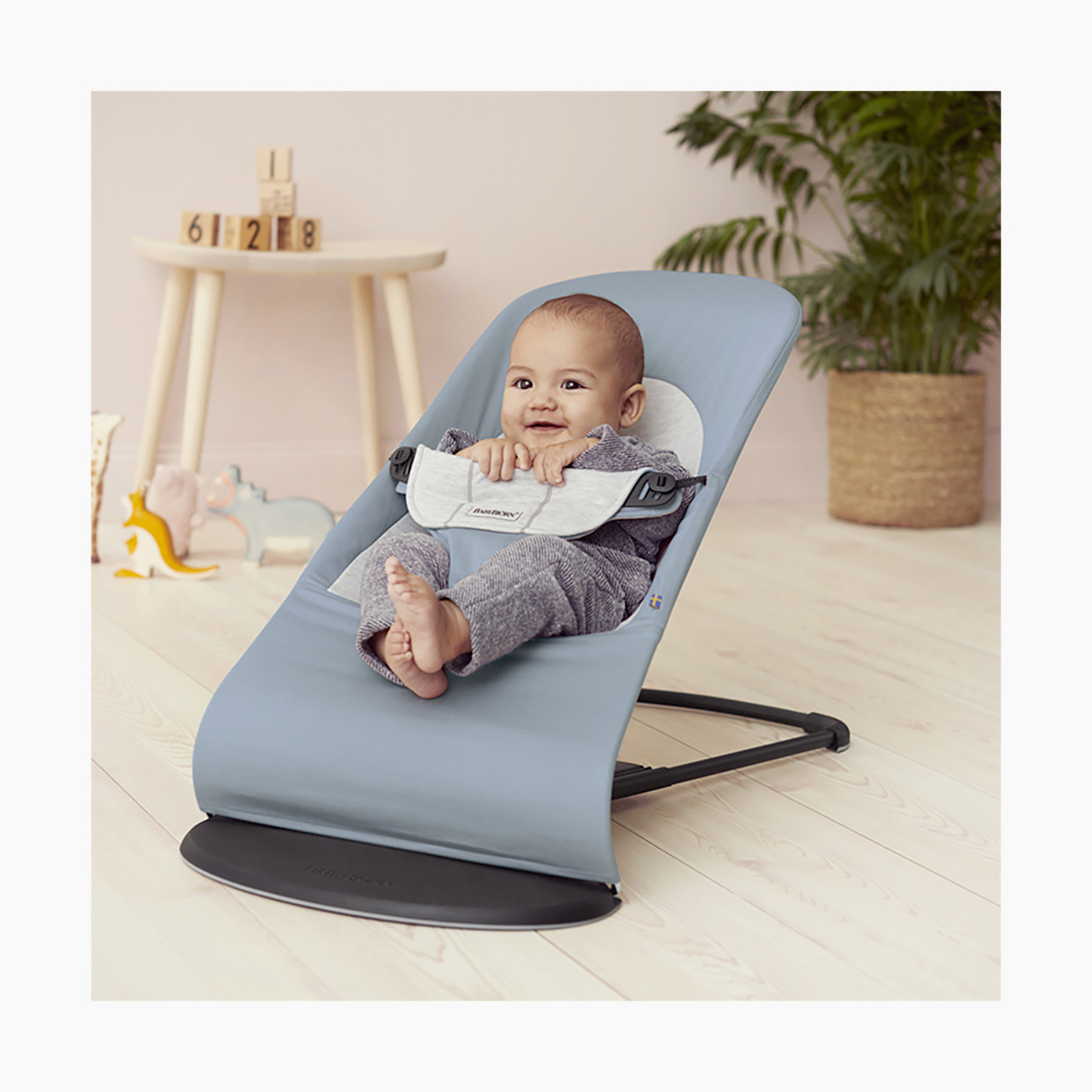 BabyBjörn Bouncer Balance Soft - Cotton Jersey/Blue/Gray.