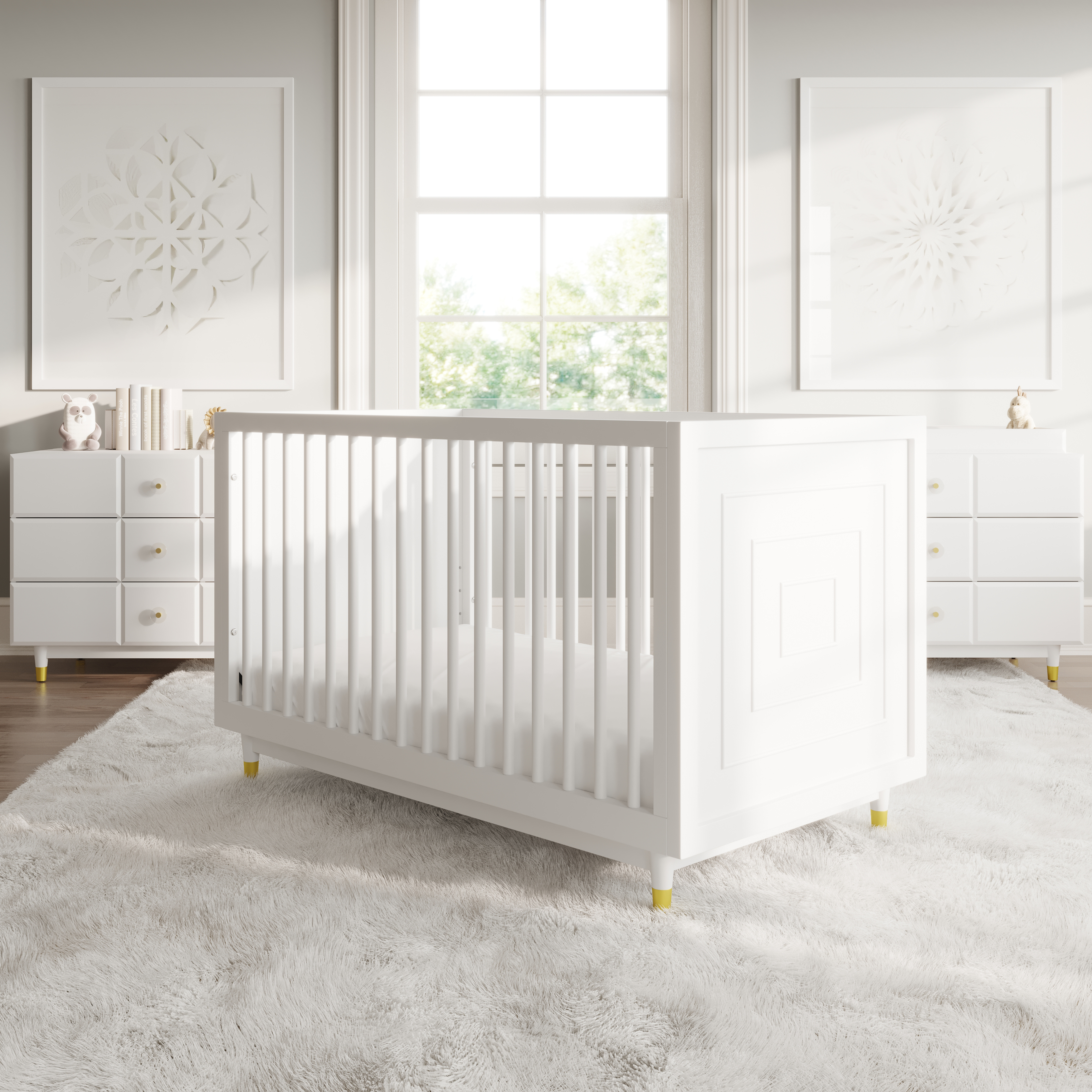 Little Seeds Aviary 3in1 Convertible Crib White Babylist Shop