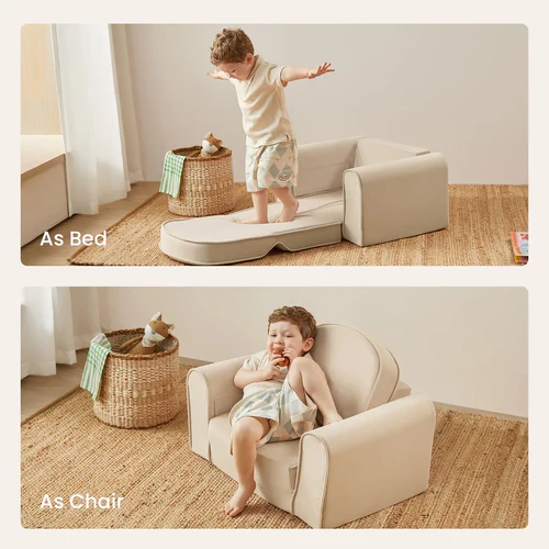 Tiny Land GentleSnug Kid Chair - Beige White.