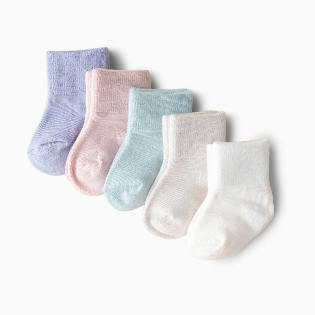 Kyte Baby Quarter Socks Combo (5 Pack) - Pastel, 0-3 M.