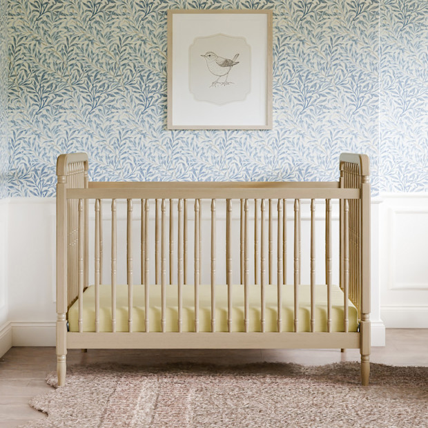 Namesake Liberty 3-in-1 Convertible Spindle Crib with Toddler Bed Conversion Kit.