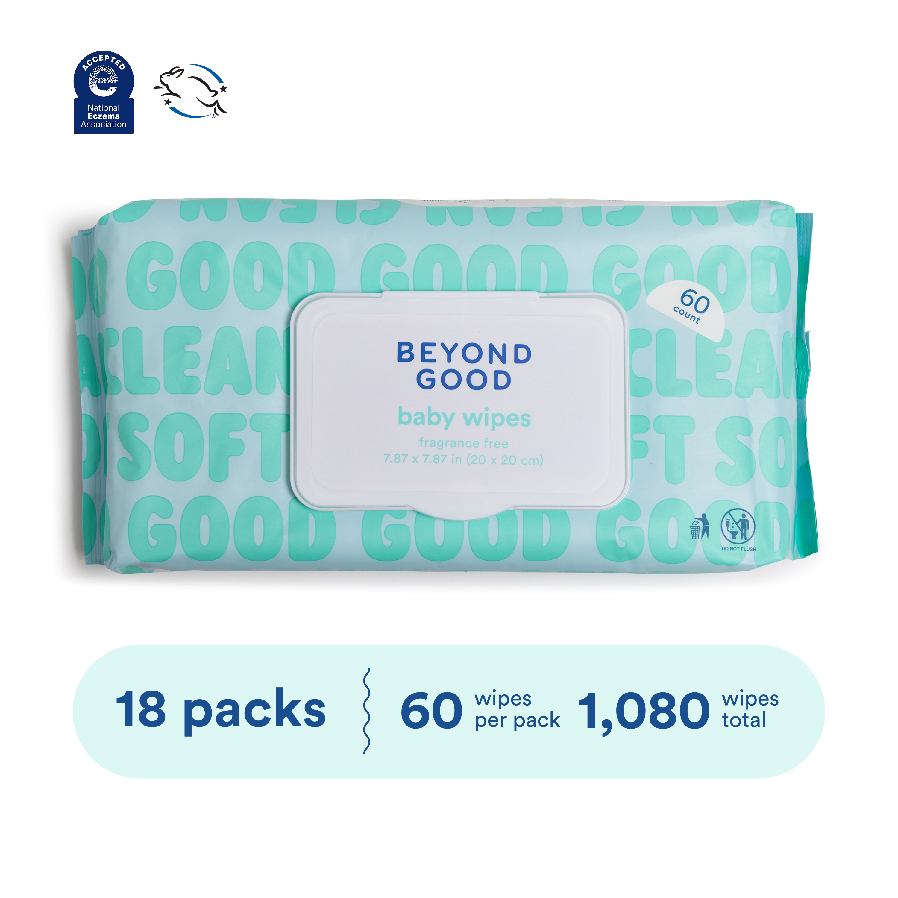 Beyond Good 99% Purified Water Baby Wipes - Fragrance Free, 1080 Count.