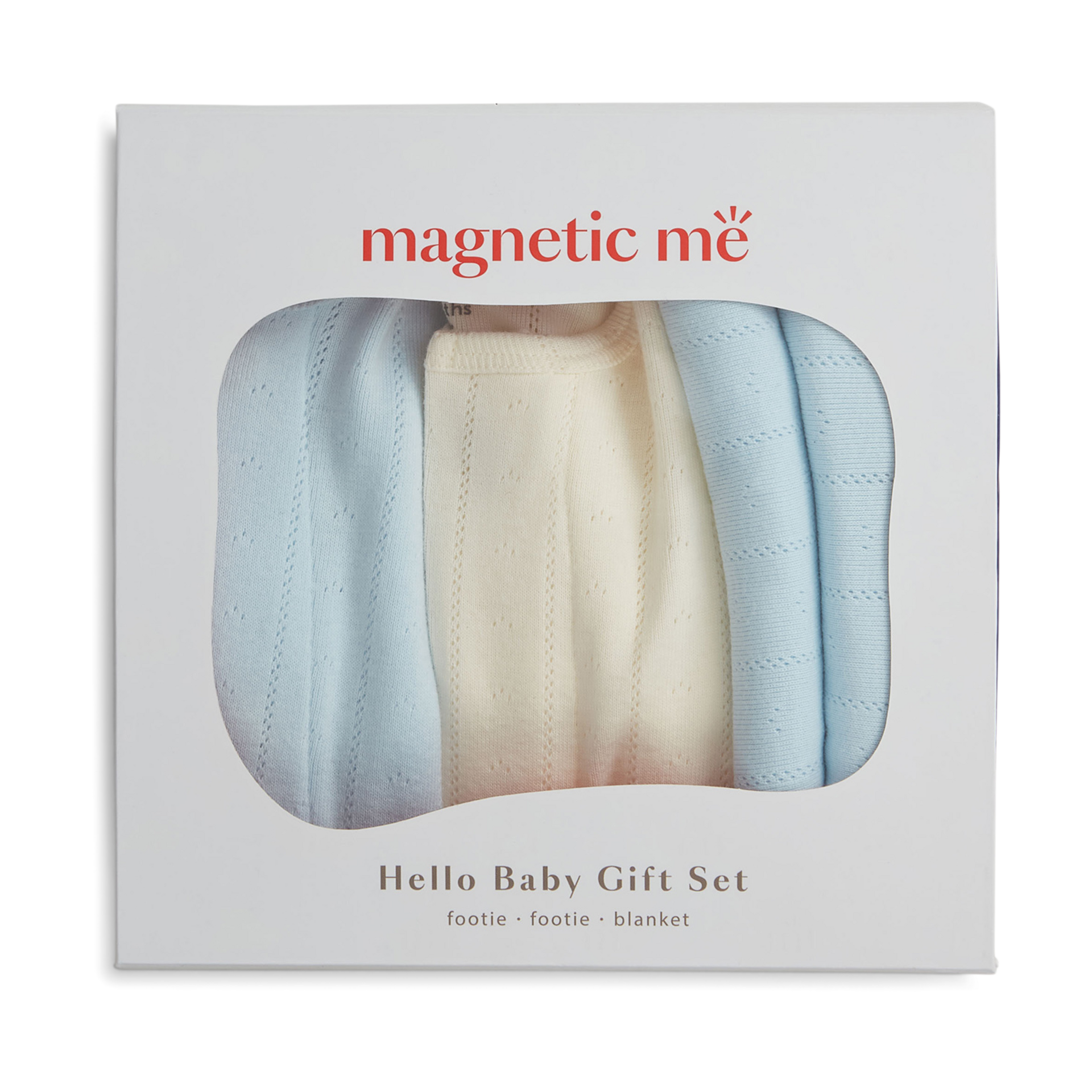 Magnetic Me Pointelle Organic Magnetic 3 Piece Gift Set - Sky Blue Pointelle, Newborn.