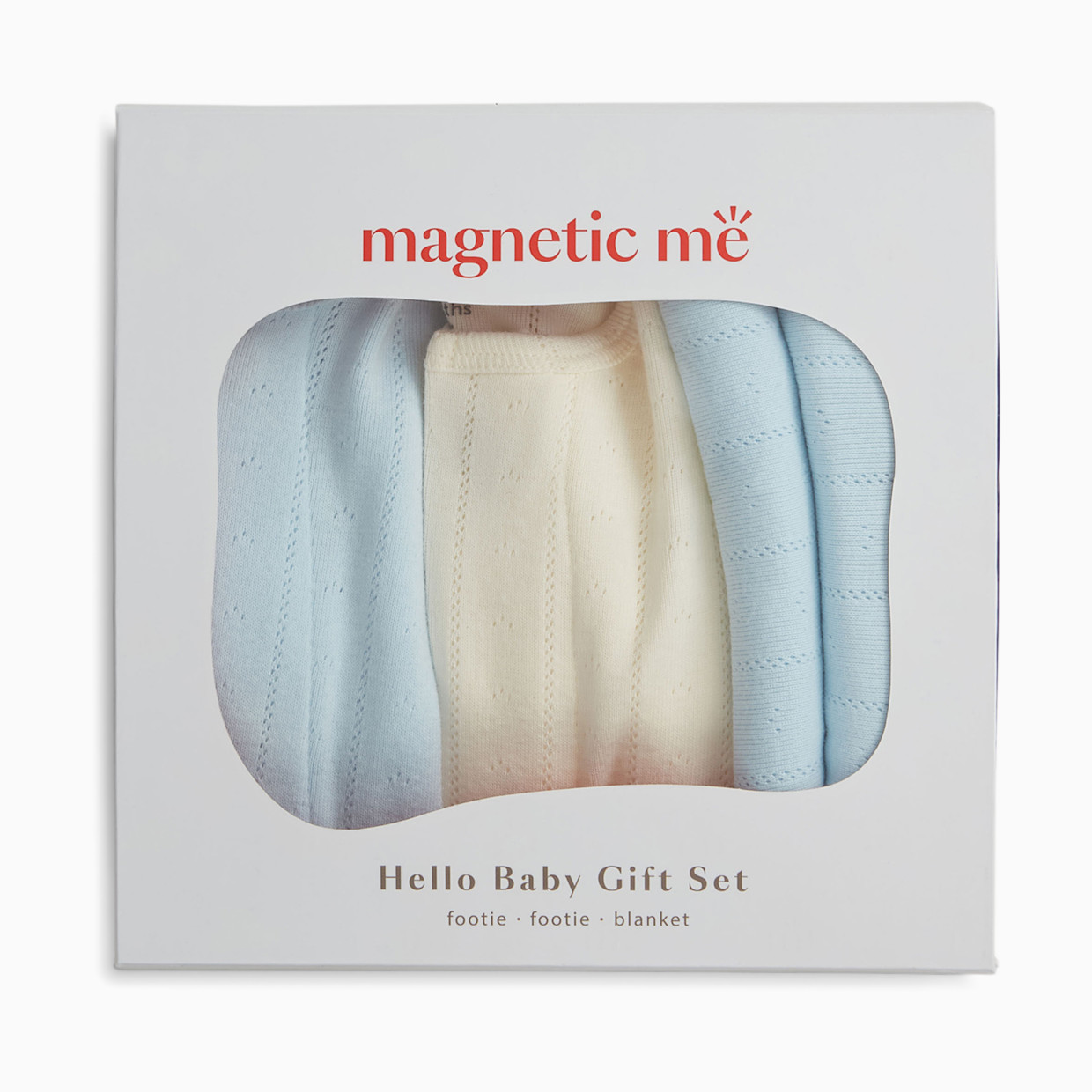 Magnetic Me Pointelle Organic Magnetic 3 Piece Gift Set - Sky Blue Pointelle, 0-3 M.