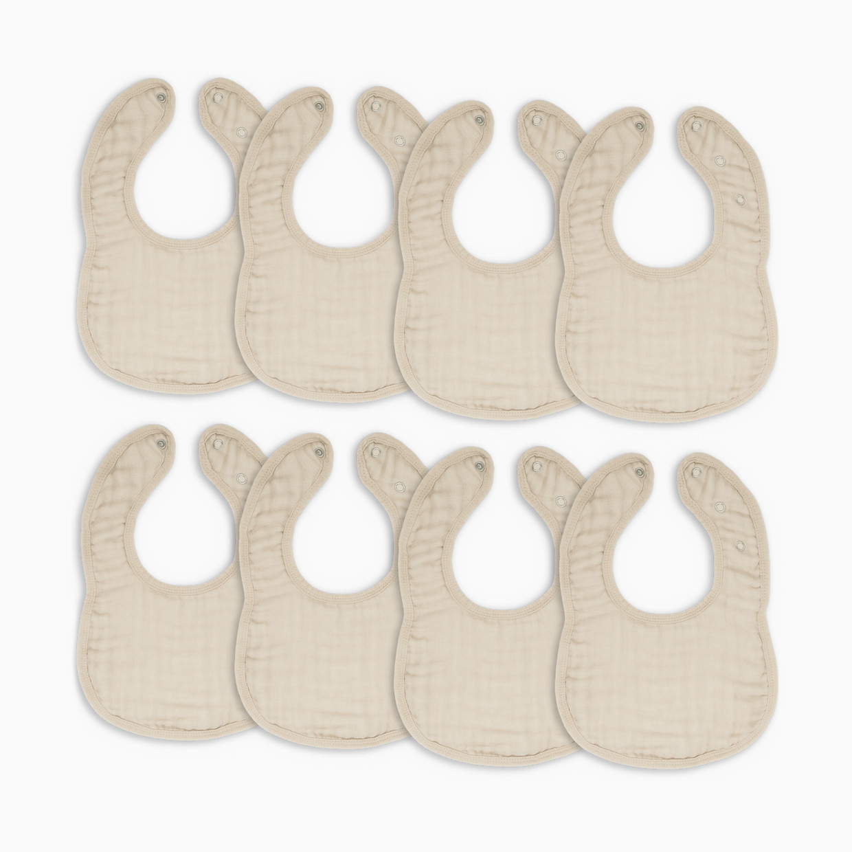 Comfy Cubs Muslin Bibs with Adjustable Snaps (8 Pack) - Sand, 8.