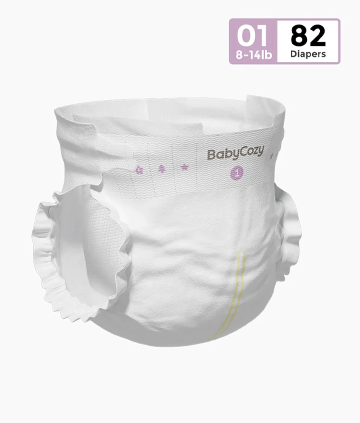Babycozy Boucy Newborn Diapers for Sensitive Skin, Hypoallergenic Disposable Plain White Diapers Without Chlorine, Soft Diaper for Baby&Infant&Preemie, Size 1(8-14lb) 82 Count
