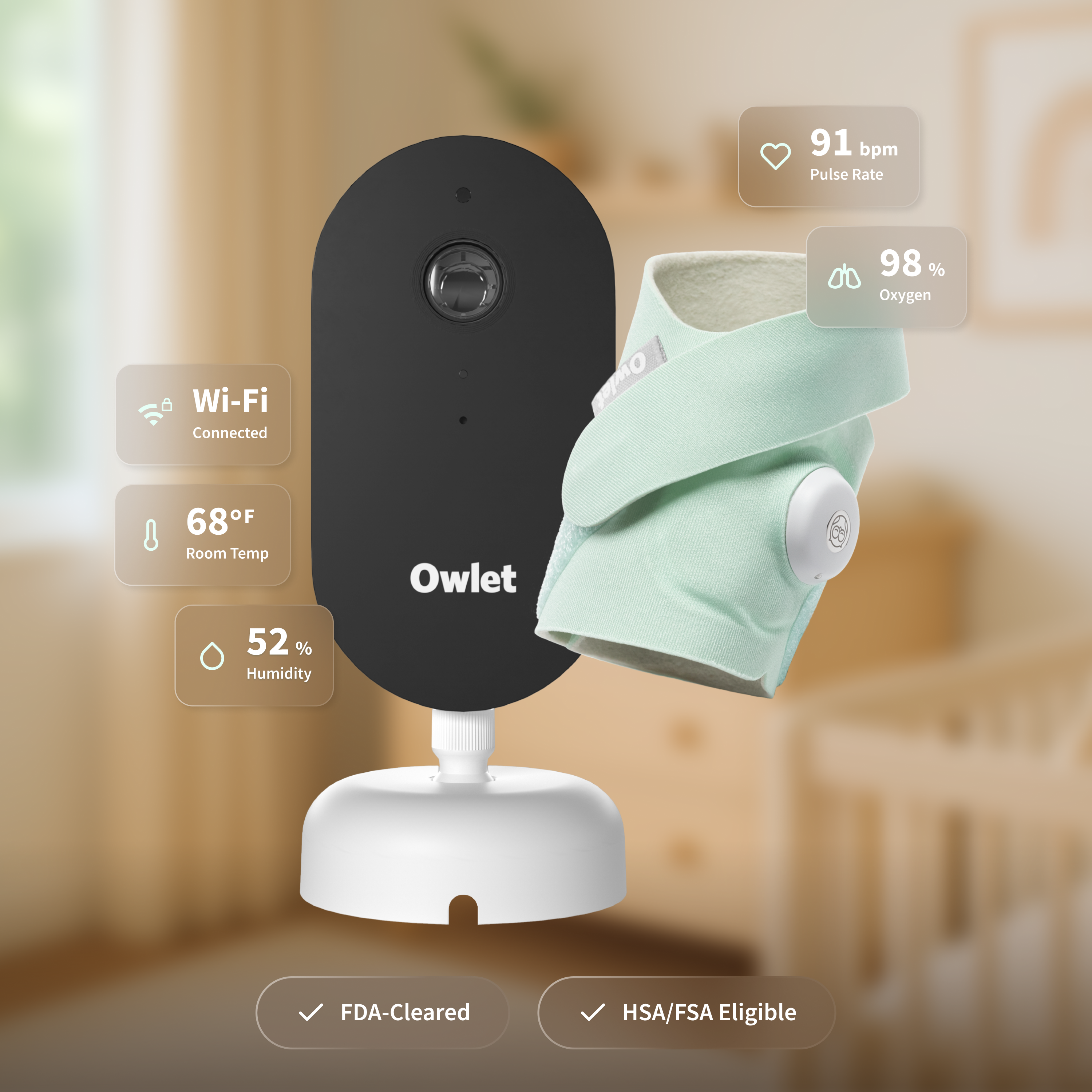 Owlet Dream Duo (Gen 3) Smart Baby Monitoring Bundle.