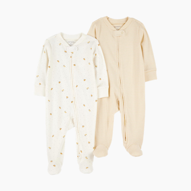 Carter's 2-Way Zip Cotton Sleep & Plays (2 Pack) - Striped Duck Print, 3 M.