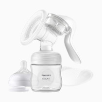 Philips Avent Manual Breast Pump, Easy Pumping with Natural Motion Technology, Silicone Cushion, 4oz Natural Bottle, Sealing Disc, Screw Ring, Transparent, Model SCF430/03