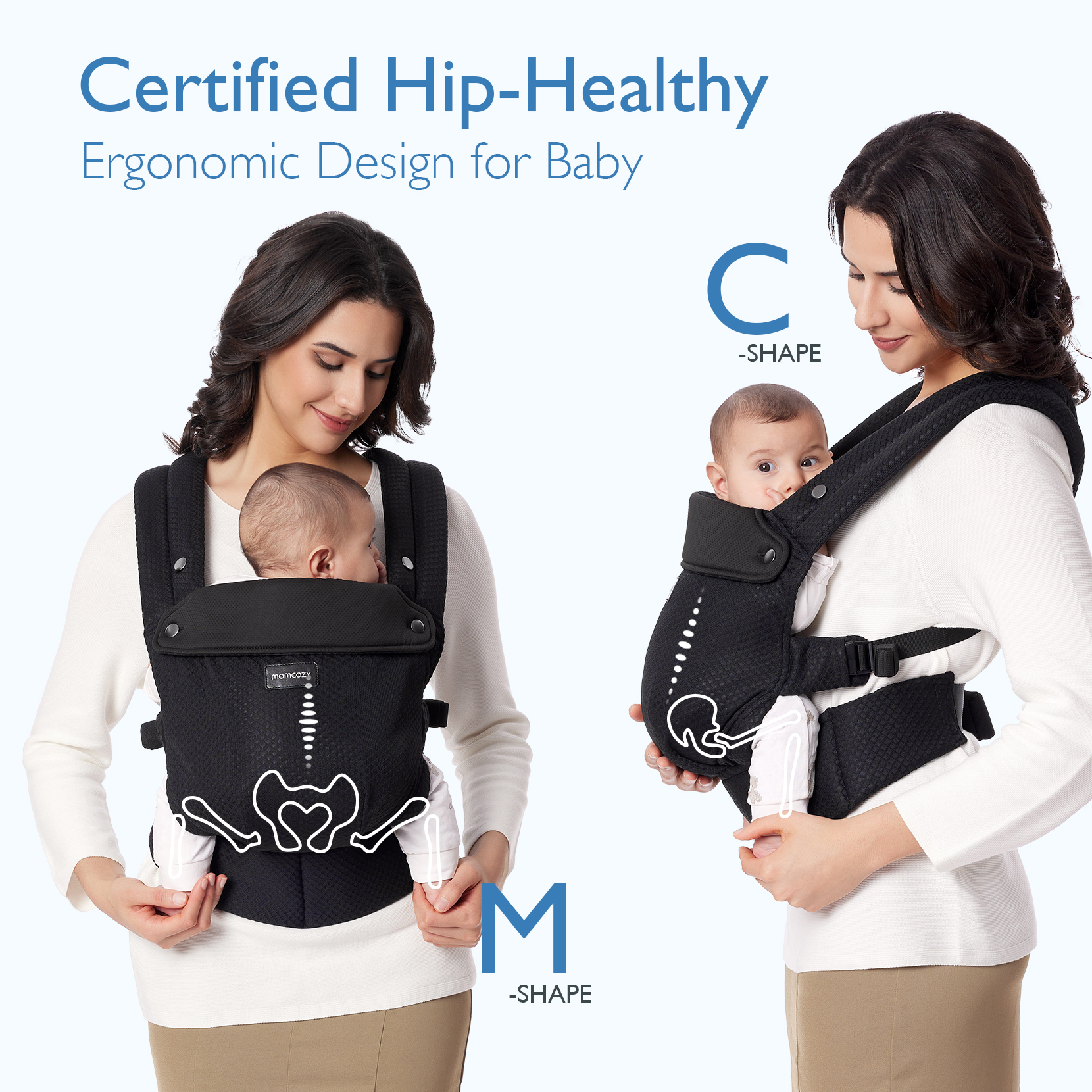 Momcozy Lightweight Baby Carrier - Air Mesh Black.