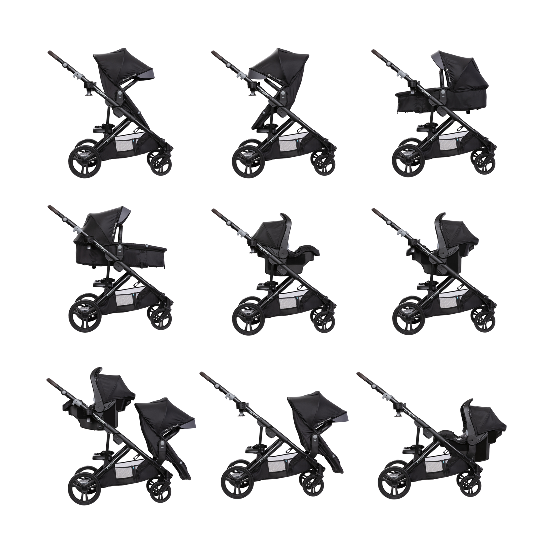 Baby Trend Morph Single to Double Modular Travel System Dash Black
