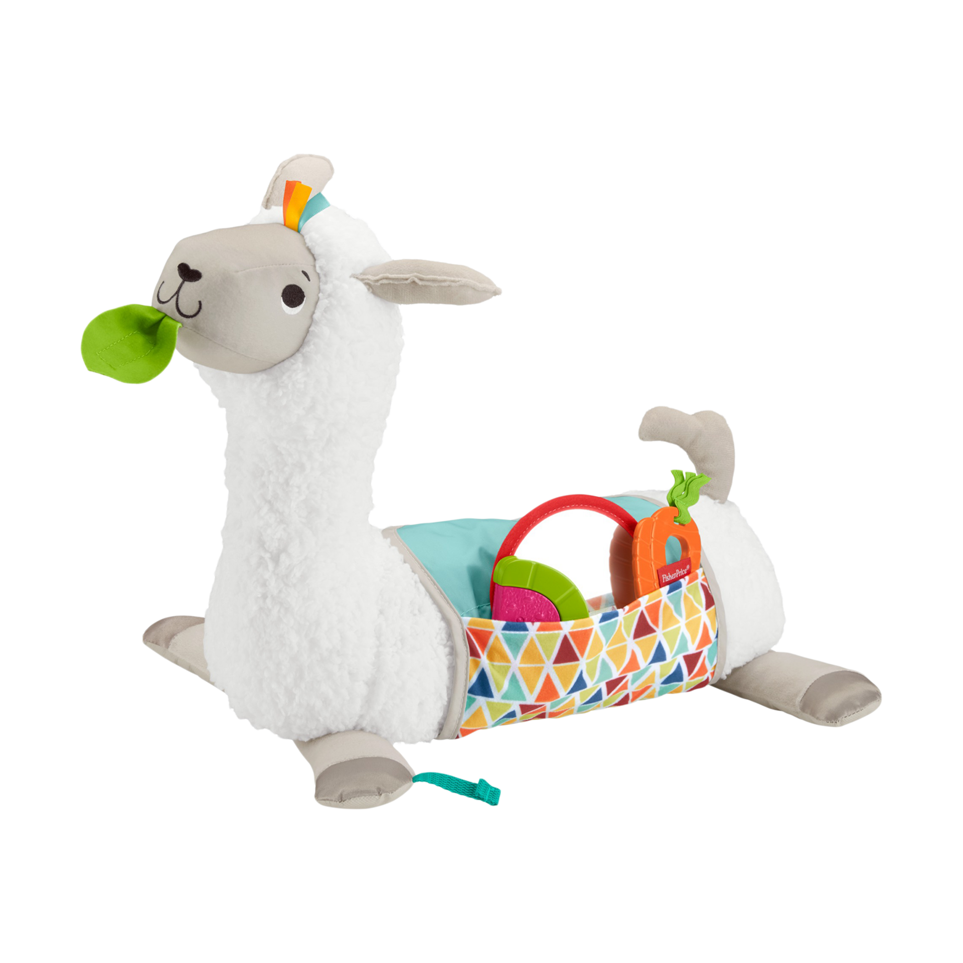 Fisher-Price Baby Toy Grow-with-Me Tummy Time Llama Wedge Support with Mirror, Teether & Rattle, Developmental Play for Newborns Ages 0+ Months