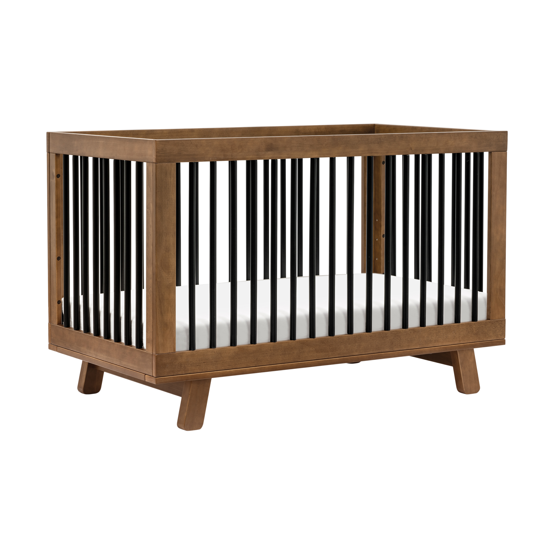 babyletto Hudson 3-in-1 Convertible Crib with Toddler Bed Conversion Kit - Natural Walnut/Black.
