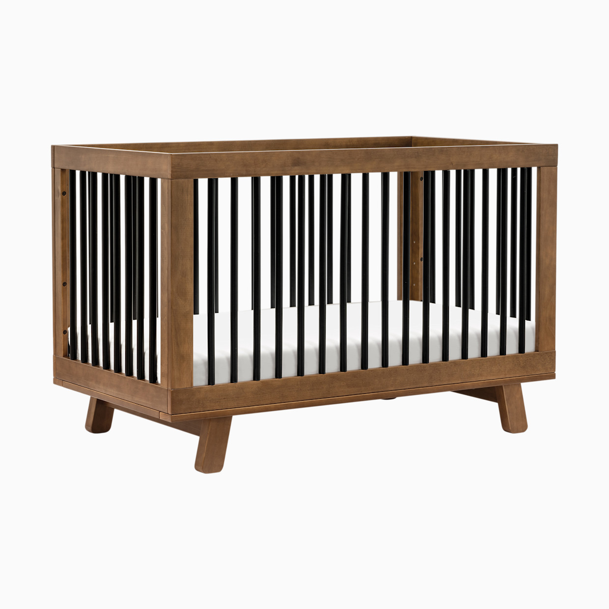 babyletto Hudson 3-in-1 Convertible Crib with Toddler Bed Conversion Kit - Natural Walnut/Black.