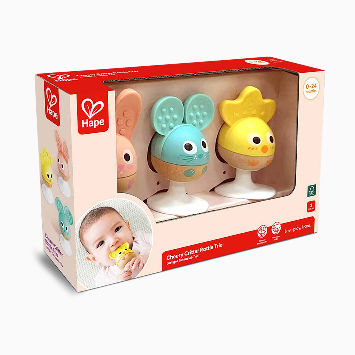Hape Cheery Critter Rattle Trio.