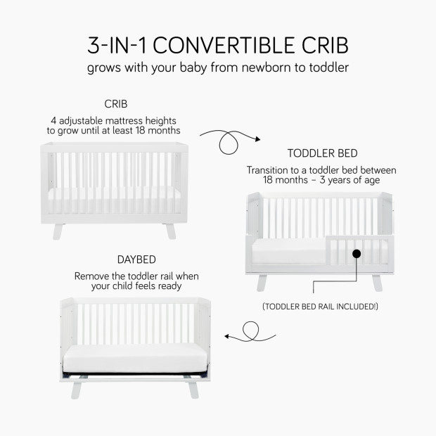 babyletto Hudson 3-in-1 Convertible Crib with Toddler Bed Conversion Kit - Espresso/White.