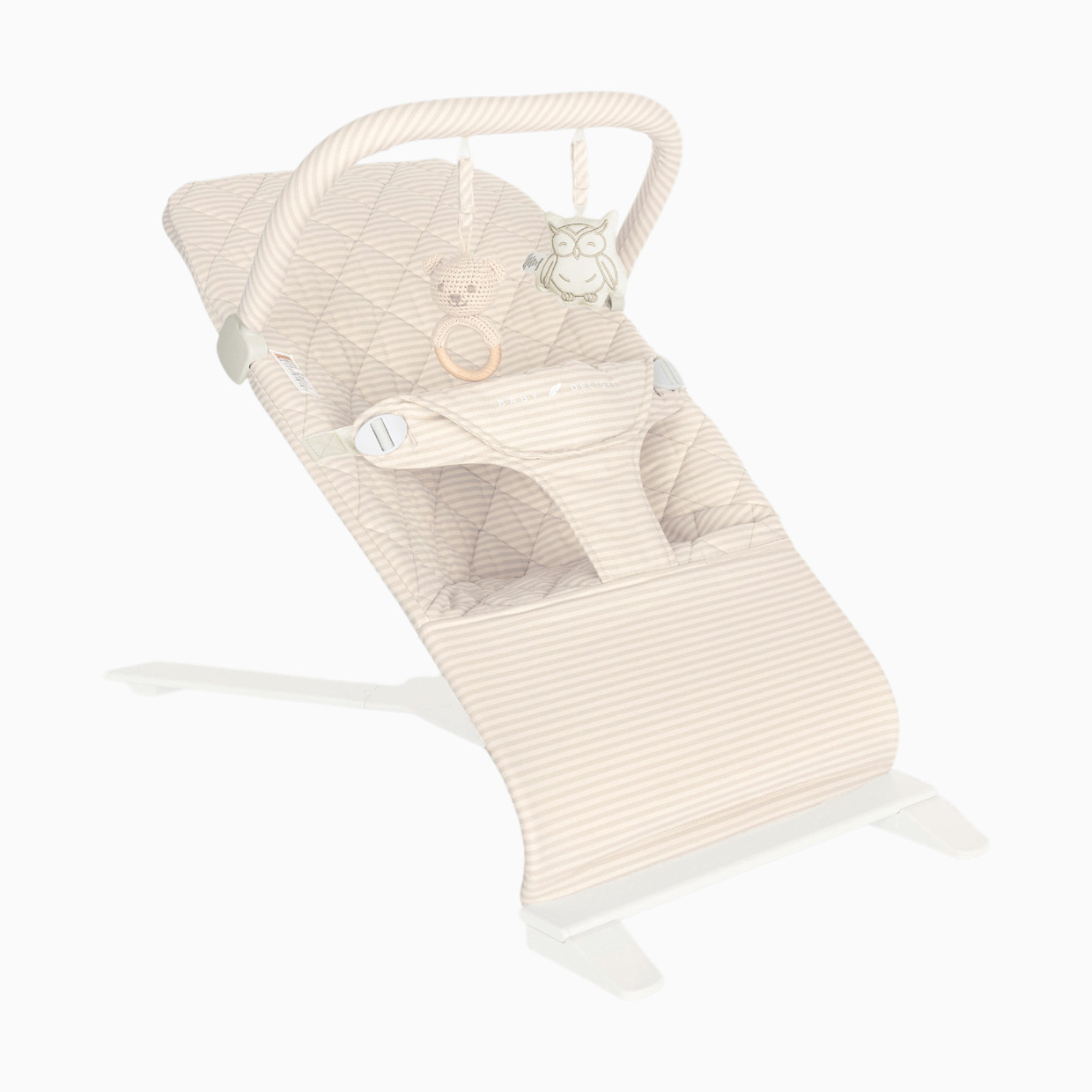 Baby Delight Alpine Deluxe Portable Bouncer - Tan Linen Stripe.