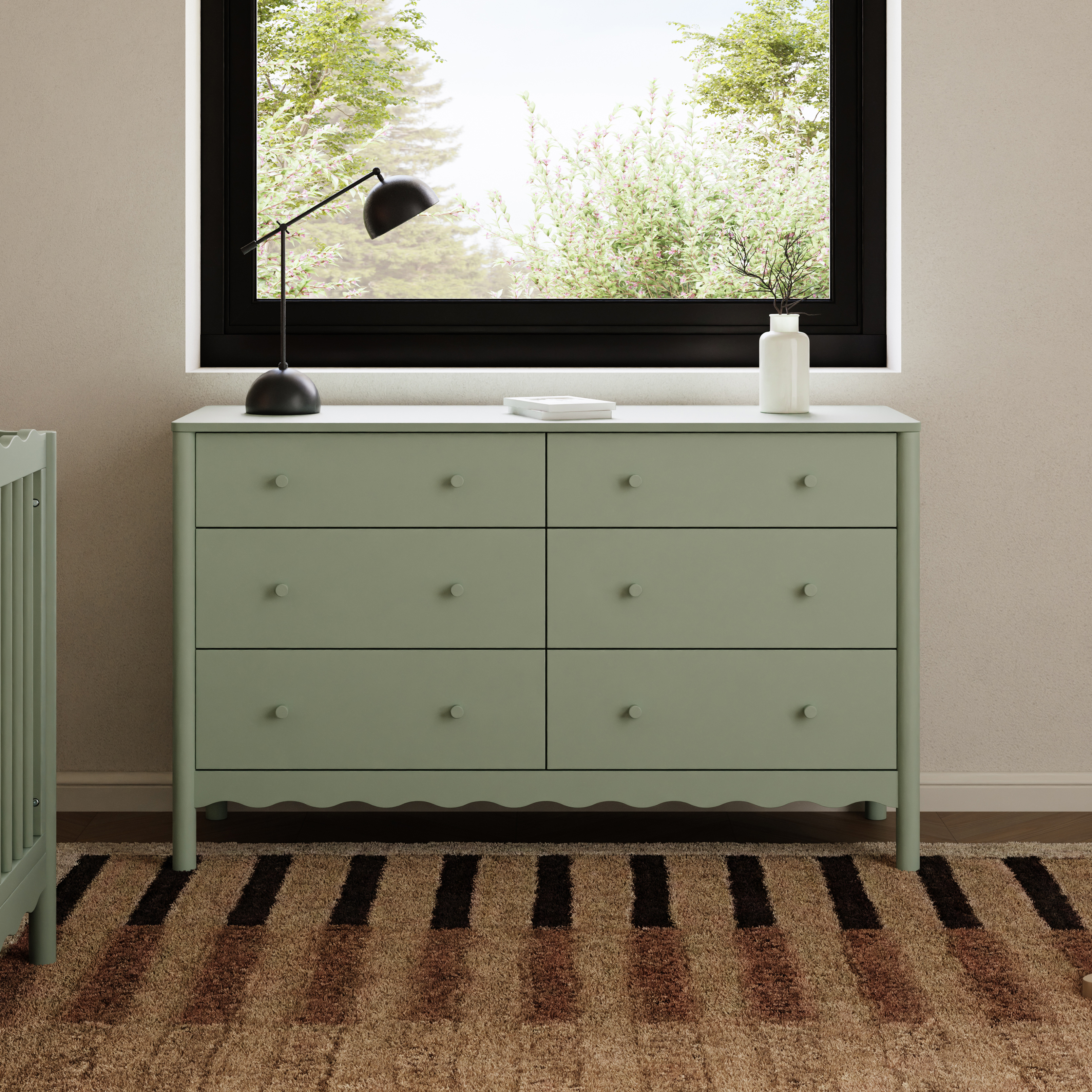 babyletto Swell 6-Drawer Assembled Dresser - Light Sage.