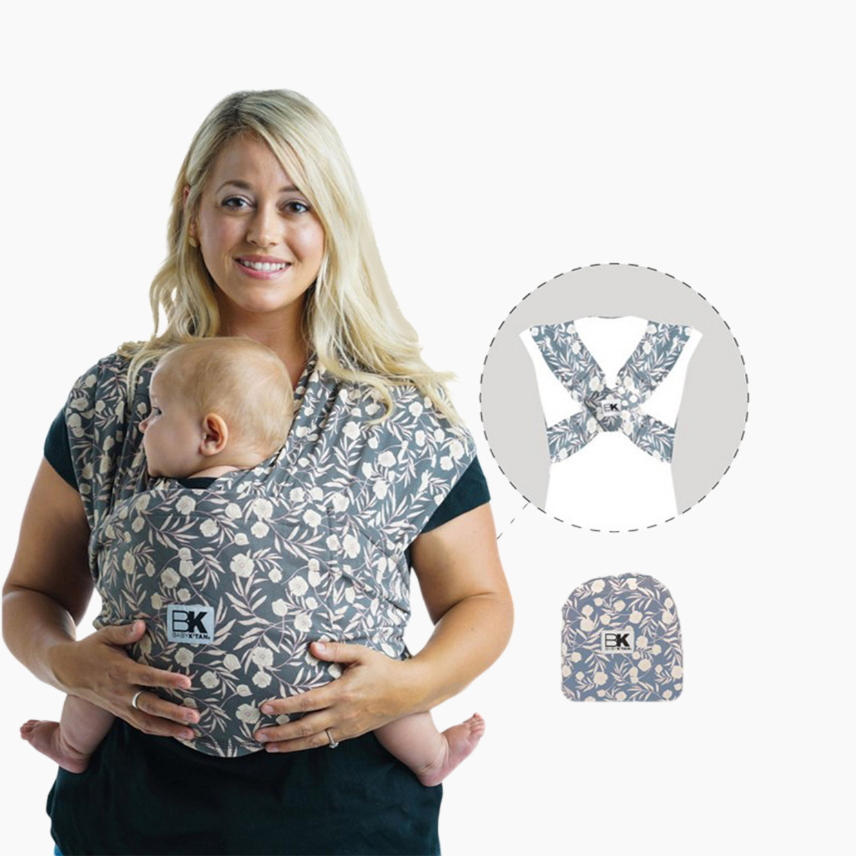 Baby K'tan Print Baby Wrap Carrier - Floral Garden, X-Large.