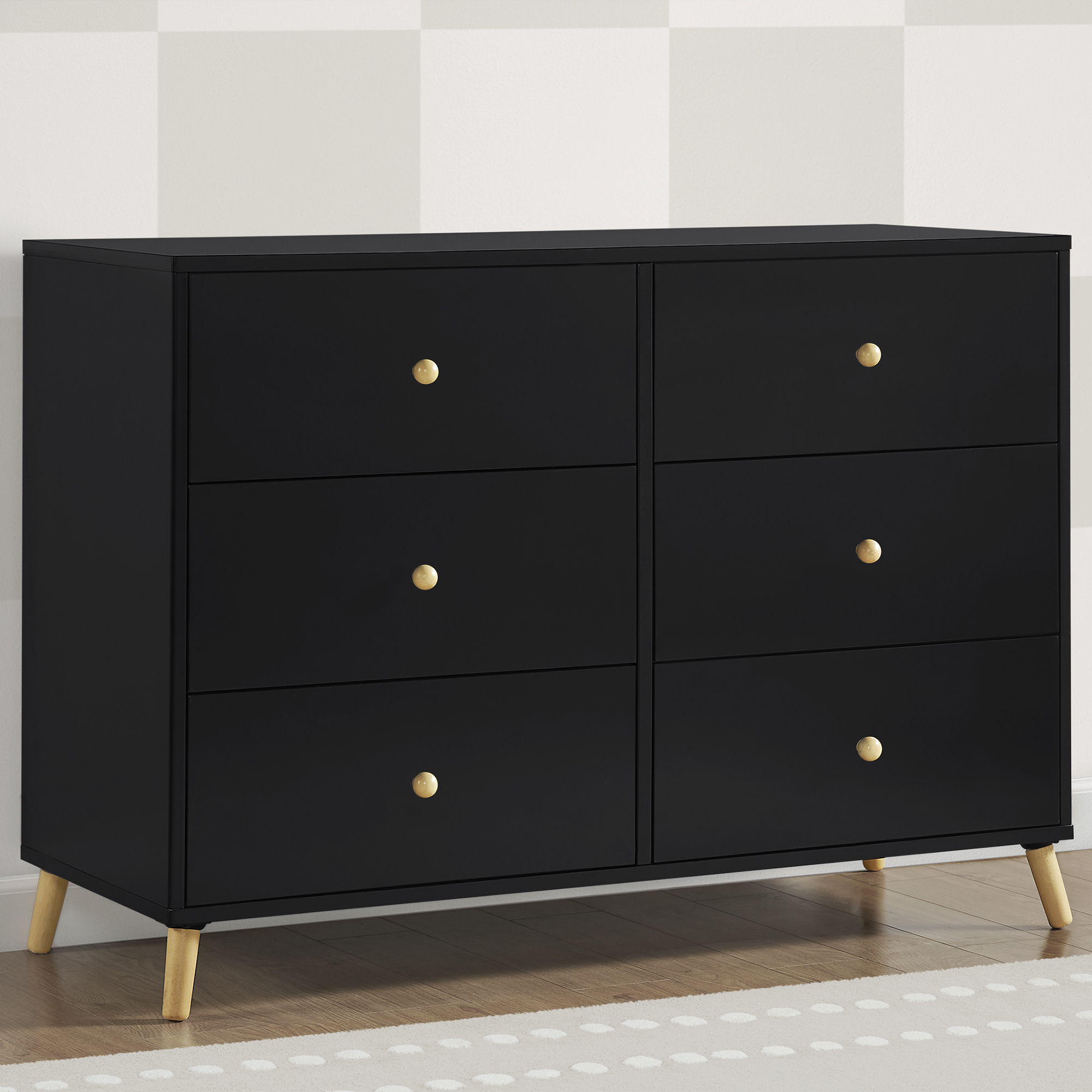 Delta Children Essex 6 Drawer Dresser - Black/Natural.