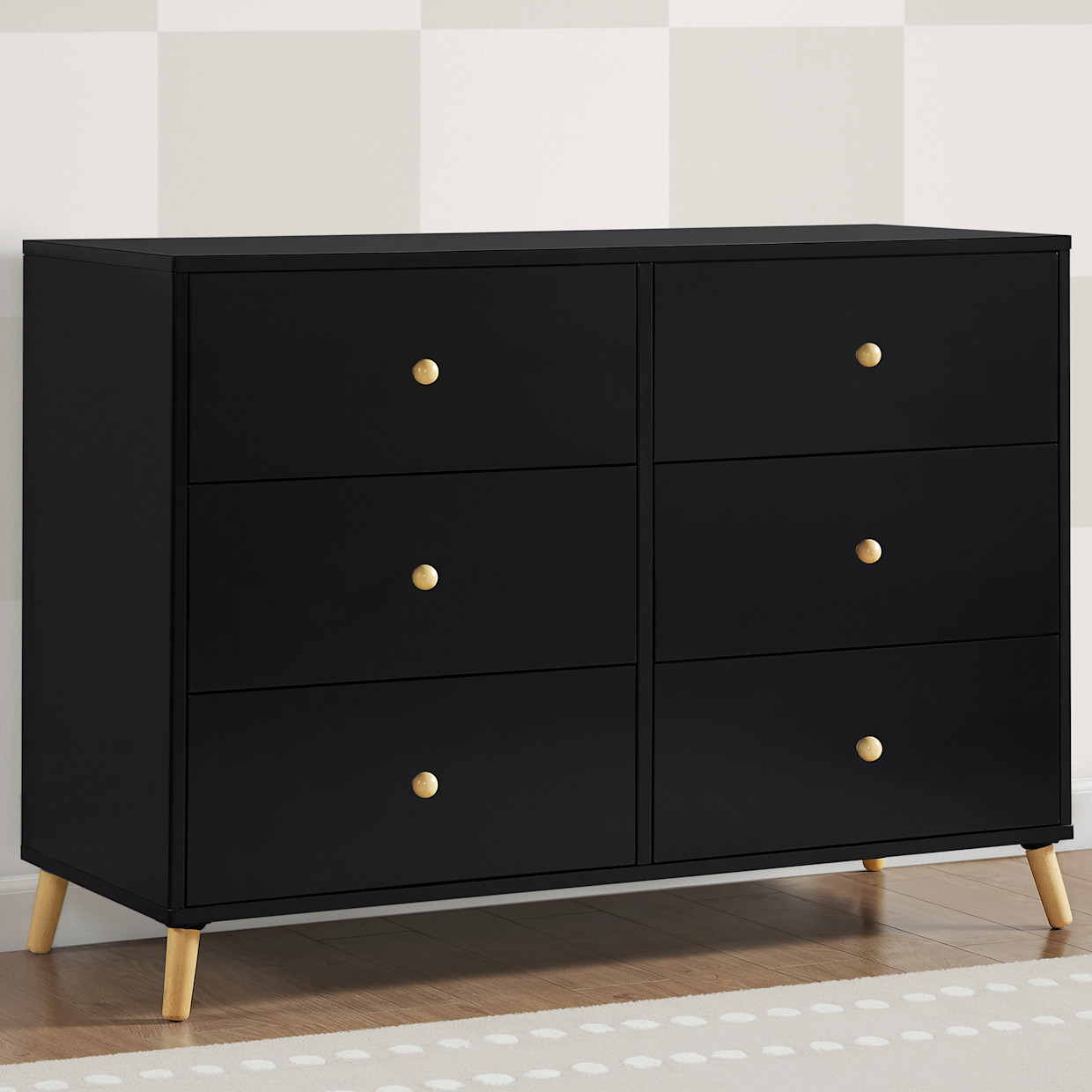 Delta Children Essex 6 Drawer Dresser - Black/Natural.