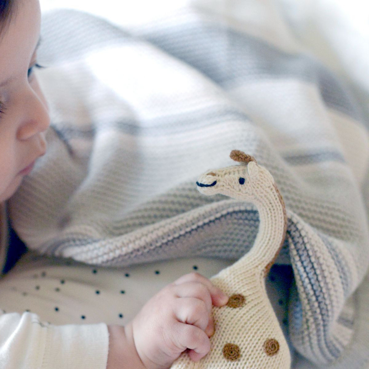 Estella Organic Cotton Handmade Baby Rattle - Giraffe.
