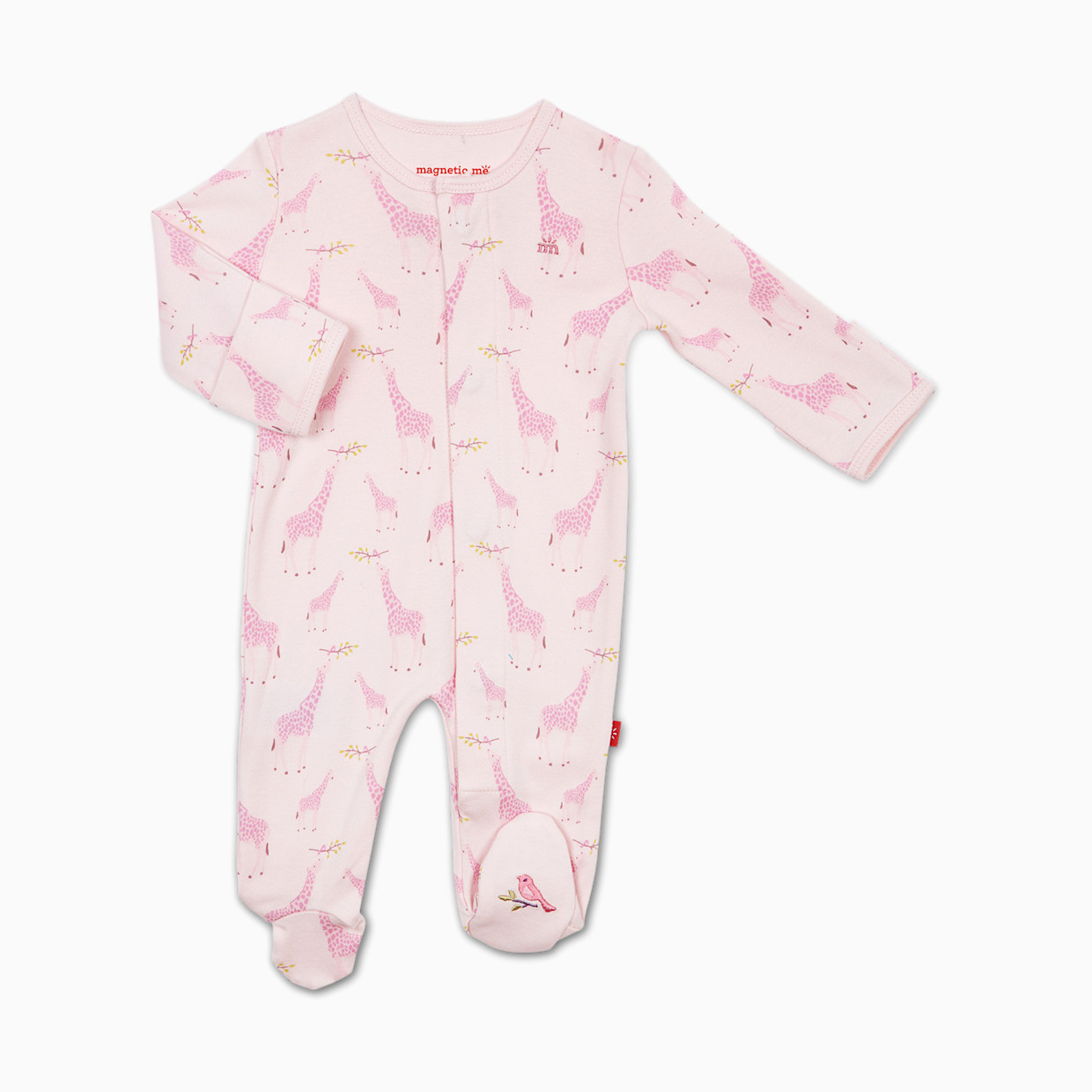 Magnetic Me Organic Cotton Footie - Pink Jolie Giraffe, 3-6 M.