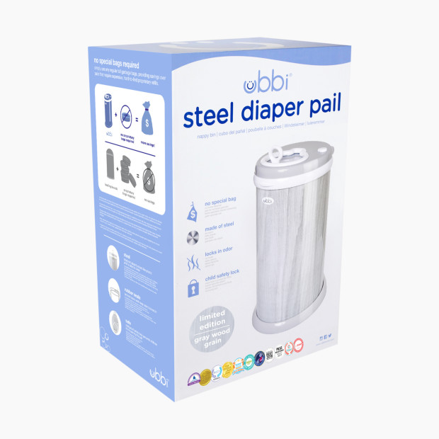 Ubbi Steel Diaper Pail - Woodgrain.