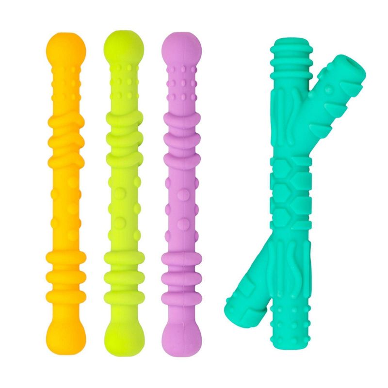 Re-Play Assorted Teether Straws with Cleaning Brush.