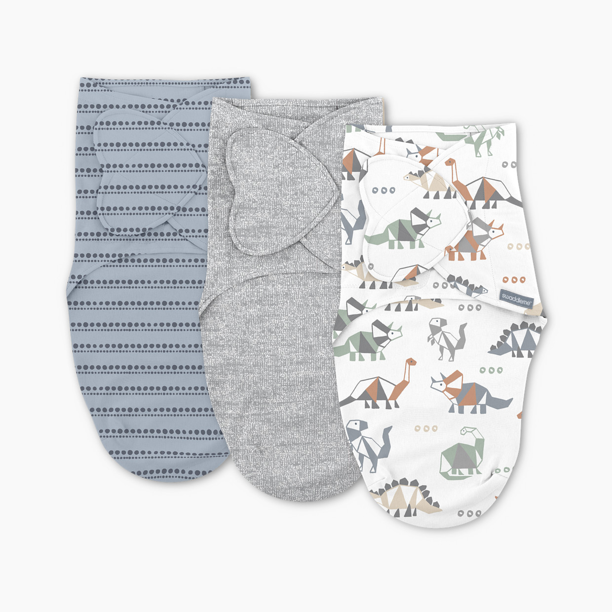 Ingenuity SwaddleMe Monogram Collection Swaddle (3-Pack) - Dino Mite, 0-3 M.