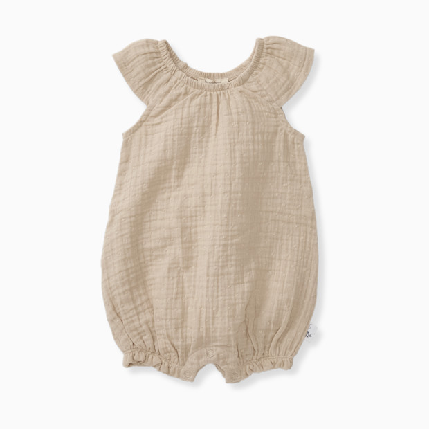 Burt's Bees Baby Organic Cotton Dotted Muslin Bubble - Fossil Muslin, 3-6 M.