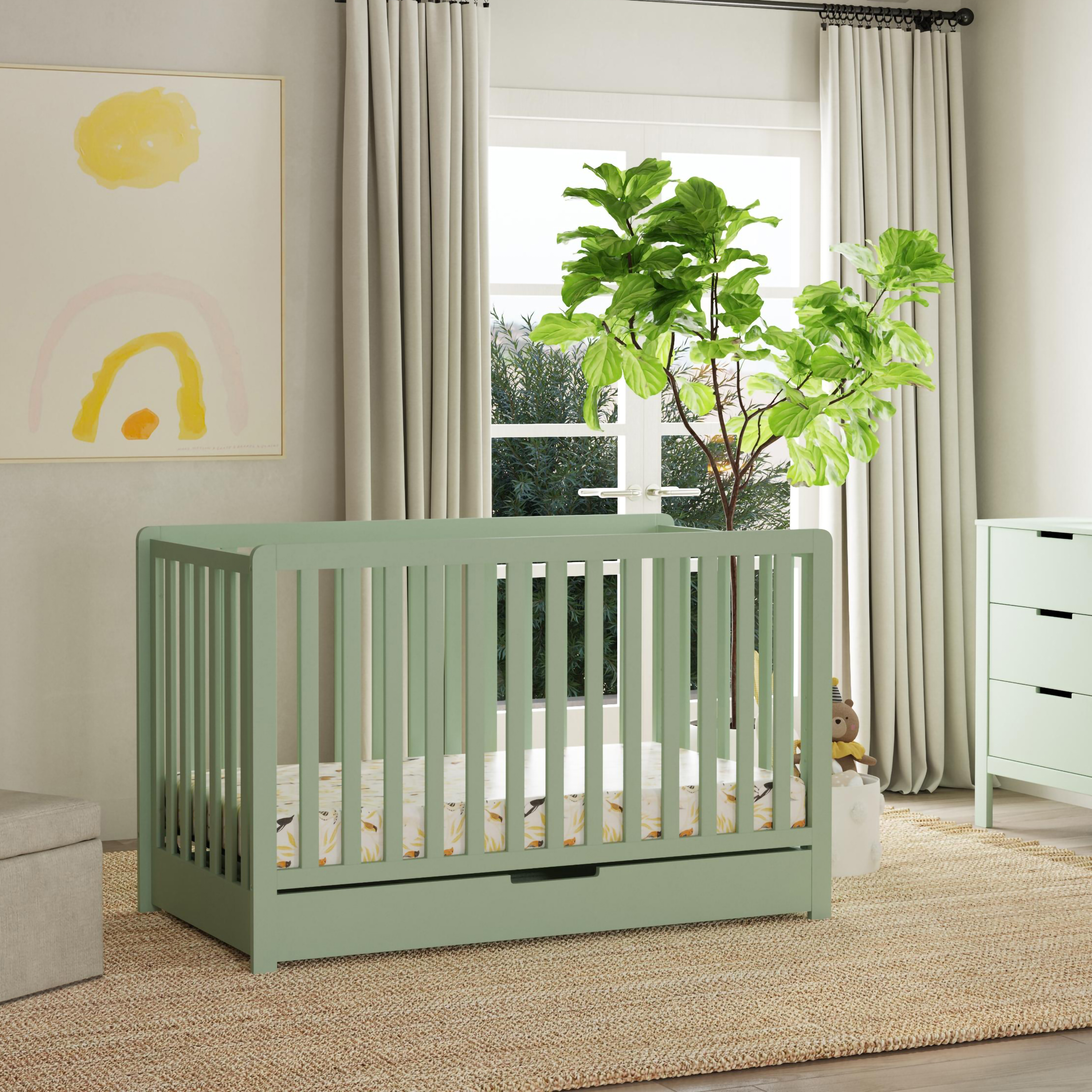 Carter's by daVinci Colby 4-in-1 Convertible Crib with Trundle Drawer - Light Sage.