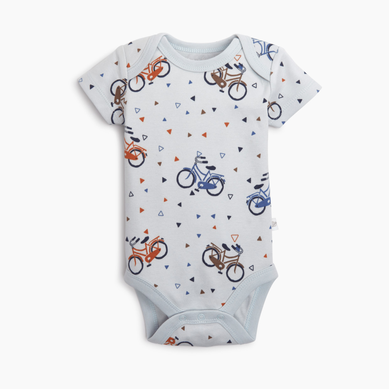 Tiny Kind Printed Short Sleeve Organic Cotton Bodysuit - Bicycle, 0-3 M.