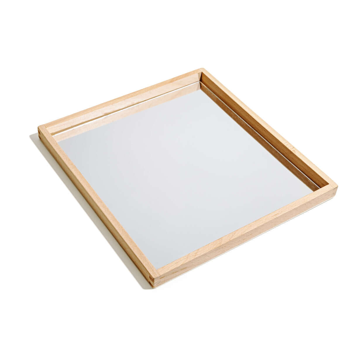 Maison Rue Mirror Wooden Play Tray for Symmetry, Reflection & Block Play.