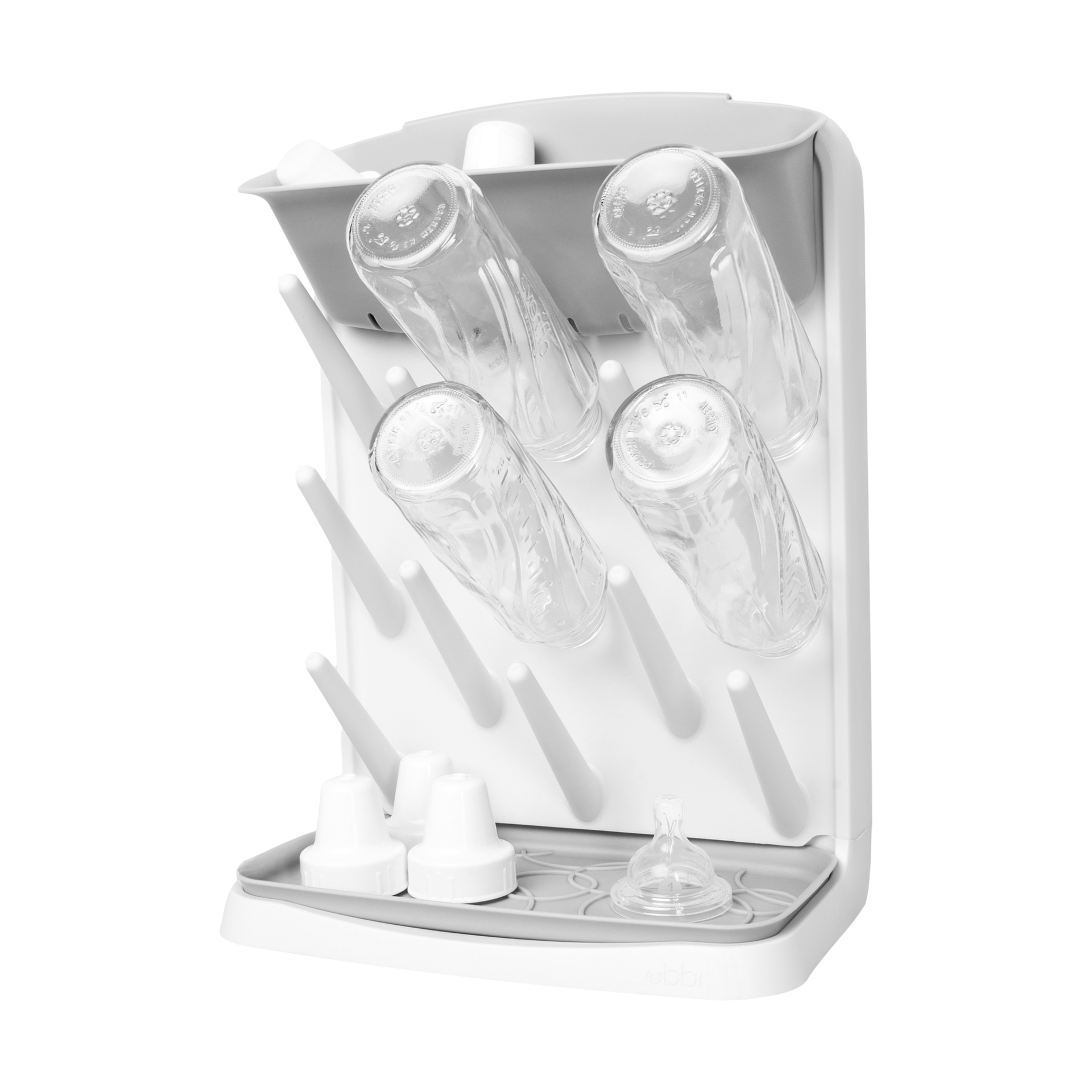 Ubbi Vertical Baby Bottle Drying Rack, Space Saving Countertop Drying Rack Baby Organizer, Gray