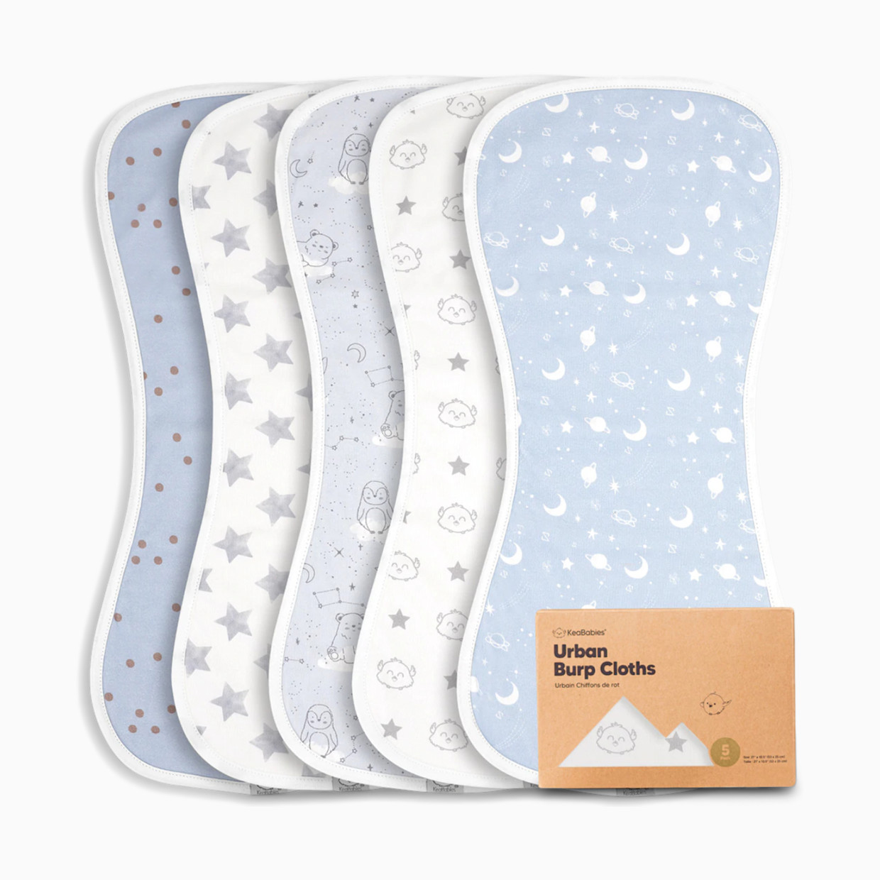 KeaBabies Urban Burp Cloths (5 Pack) - Constellation.