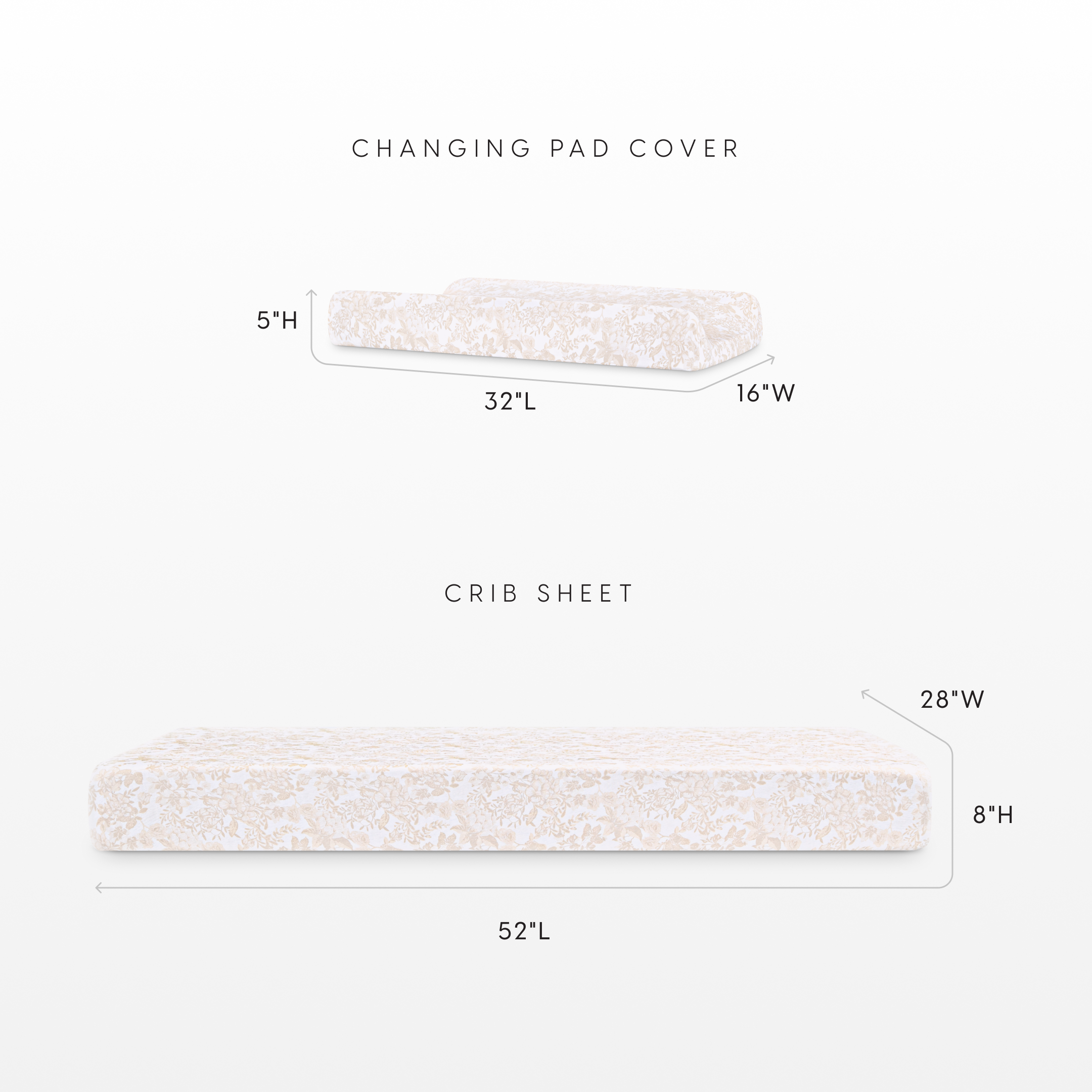 Bellini Organic Jersey Cotton Crib Sheet and Changing Pad Cover Set - Tan Floral.