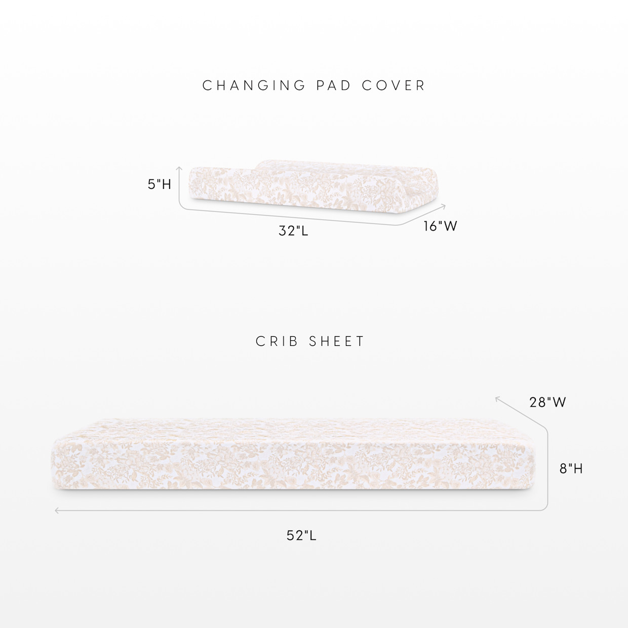 Bellini Organic Jersey Cotton Crib Sheet and Changing Pad Cover Set - Tan Floral.