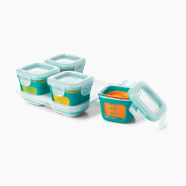 OXO Tot Glass Baby Blocks 4oz Storage Containers - Teal.