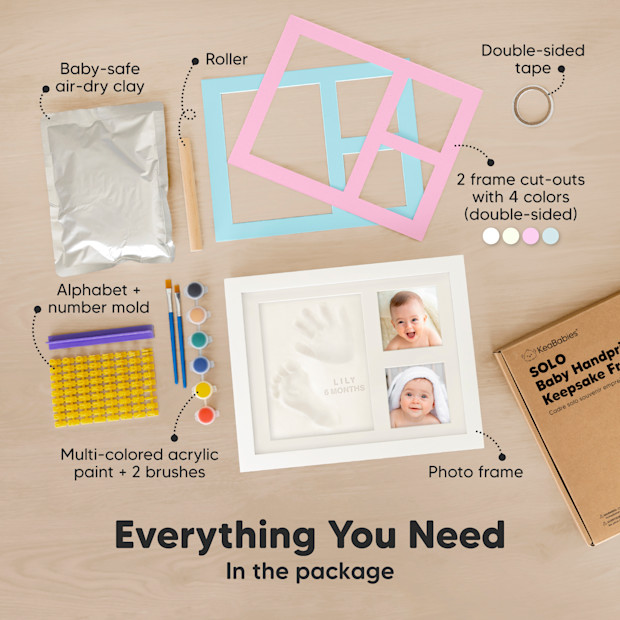 KeaBabies Baby Handprint & Footprint Keepsake Solo Frame.
