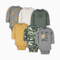 Gerber Baby Boys 6-Pack Long Sleeve Onesies Bodysuit