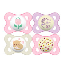 MAM Original Day & Night Pacifiers, Binky Pacifier for 0-6 Months, BPA-Free Silicone, Glows in The Dark, Best for Newborn Babies, Developed with Medical Experts, 4 Count Binkies