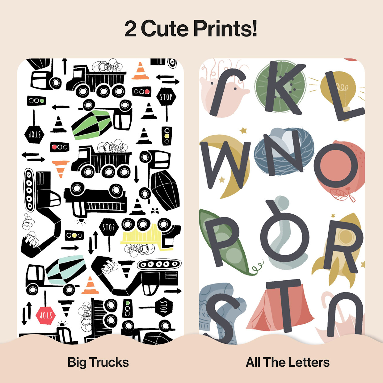 The Honest Company Clean Conscious Disposable Diapers Size 3-5 - Big Trucks + All The Letters, Size 5, 44 Count.